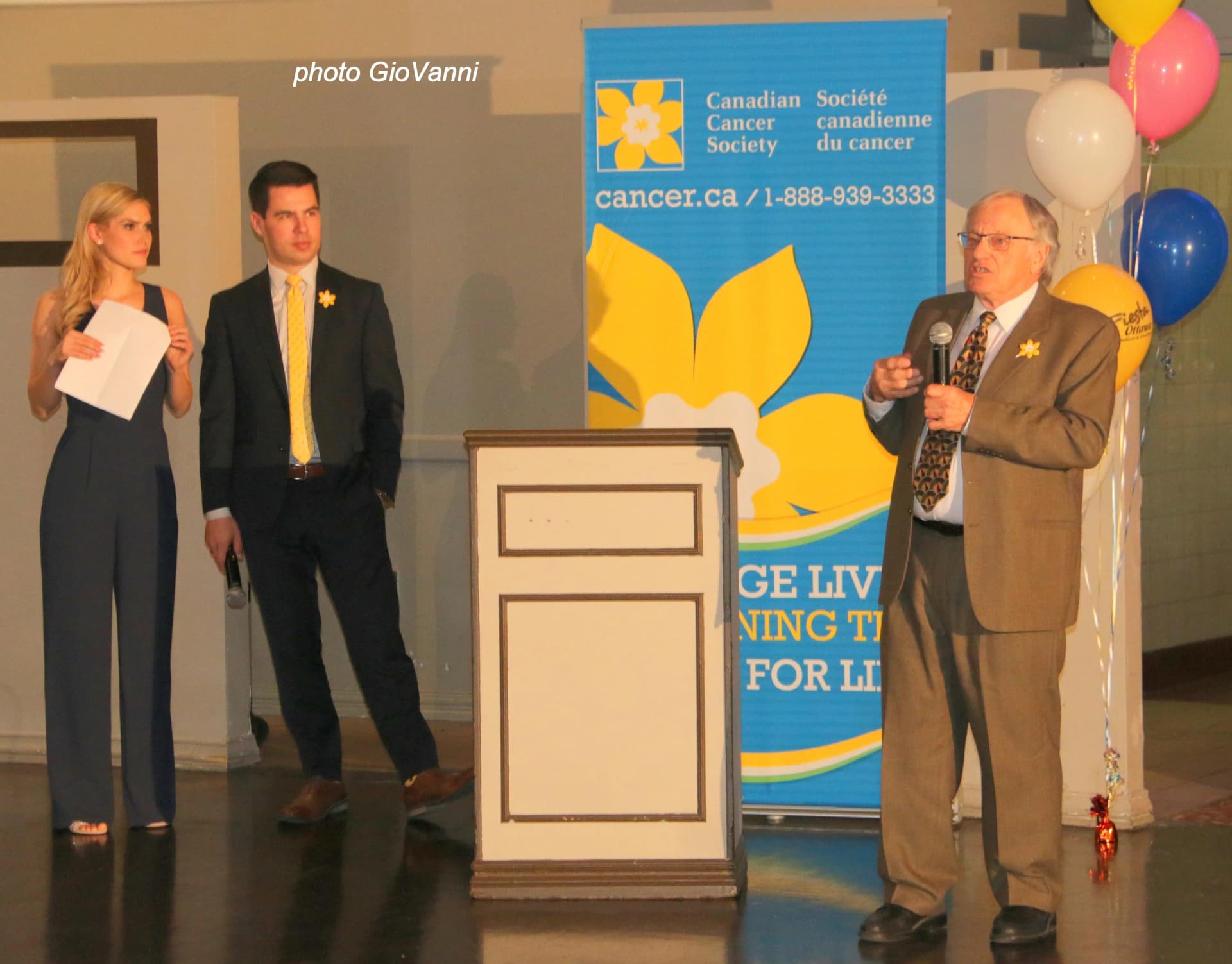Gala presentation with Canadian Cancer Society banner